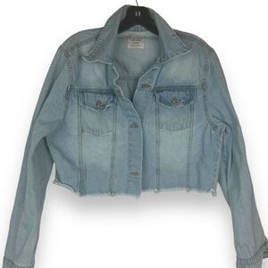 Womens Faded Jean Jacket Size Medium Y2K Grunge Streetwear Indie Normcore Retro
